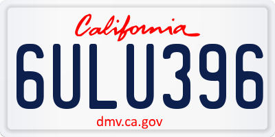 CA license plate 6ULU396