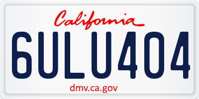 CA license plate 6ULU404