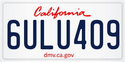 CA license plate 6ULU409