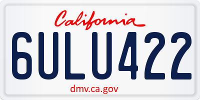 CA license plate 6ULU422