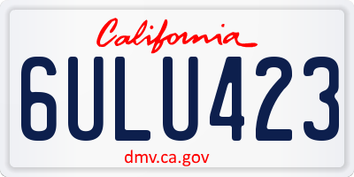 CA license plate 6ULU423