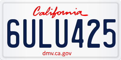 CA license plate 6ULU425