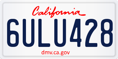 CA license plate 6ULU428