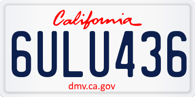 CA license plate 6ULU436