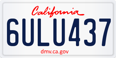 CA license plate 6ULU437