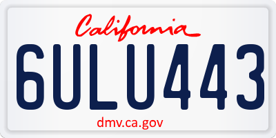 CA license plate 6ULU443