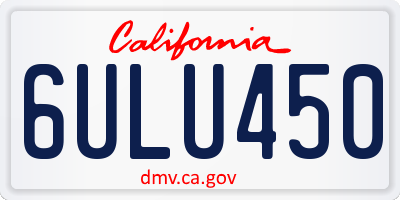 CA license plate 6ULU450