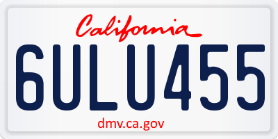CA license plate 6ULU455