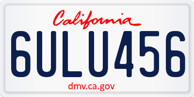 CA license plate 6ULU456
