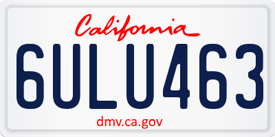 CA license plate 6ULU463