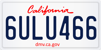 CA license plate 6ULU466