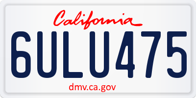 CA license plate 6ULU475