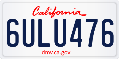 CA license plate 6ULU476