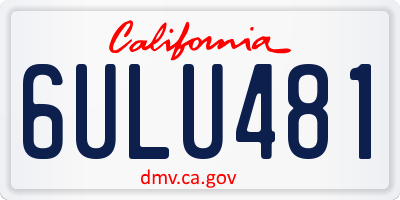 CA license plate 6ULU481
