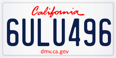 CA license plate 6ULU496