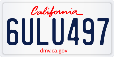 CA license plate 6ULU497