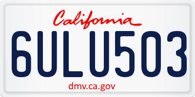 CA license plate 6ULU503