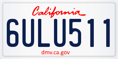 CA license plate 6ULU511