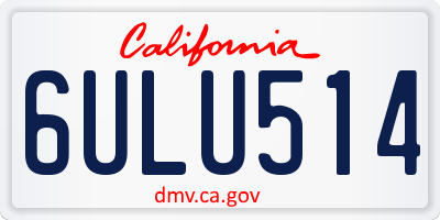 CA license plate 6ULU514