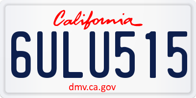 CA license plate 6ULU515