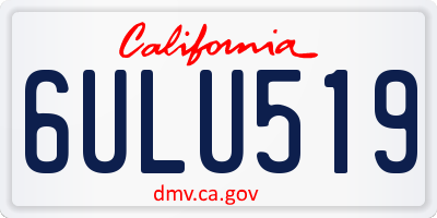 CA license plate 6ULU519