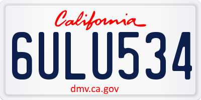 CA license plate 6ULU534