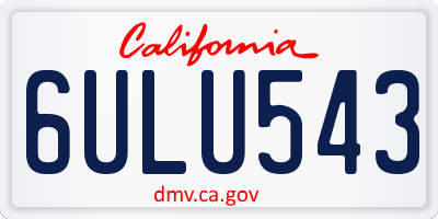 CA license plate 6ULU543