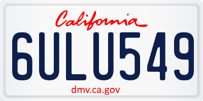 CA license plate 6ULU549