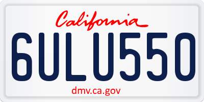 CA license plate 6ULU550