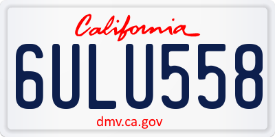 CA license plate 6ULU558