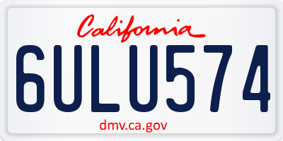 CA license plate 6ULU574