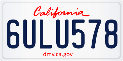 CA license plate 6ULU578