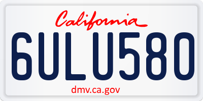 CA license plate 6ULU580