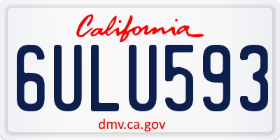 CA license plate 6ULU593