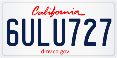 CA license plate 6ULU727