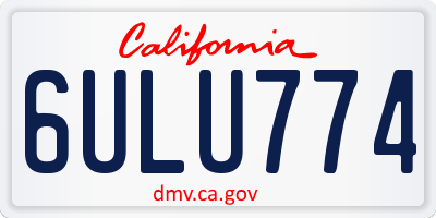CA license plate 6ULU774