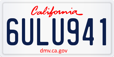 CA license plate 6ULU941