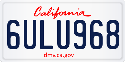 CA license plate 6ULU968