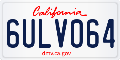 CA license plate 6ULV064