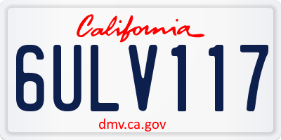 CA license plate 6ULV117