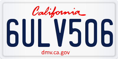 CA license plate 6ULV506