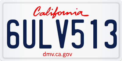 CA license plate 6ULV513