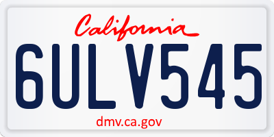 CA license plate 6ULV545