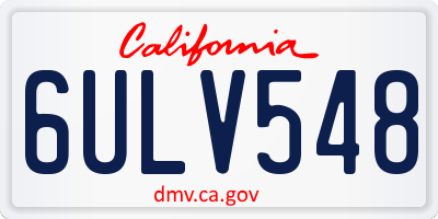 CA license plate 6ULV548