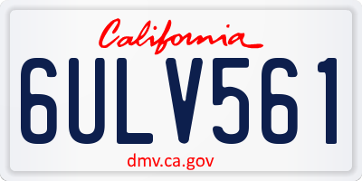 CA license plate 6ULV561