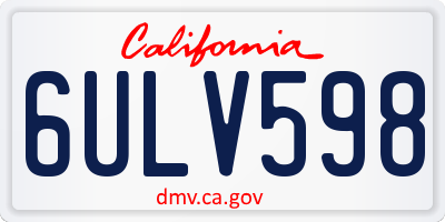CA license plate 6ULV598