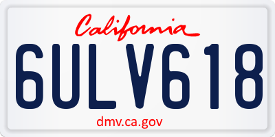 CA license plate 6ULV618