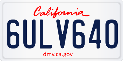 CA license plate 6ULV640