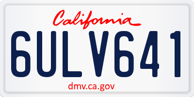 CA license plate 6ULV641