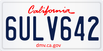 CA license plate 6ULV642